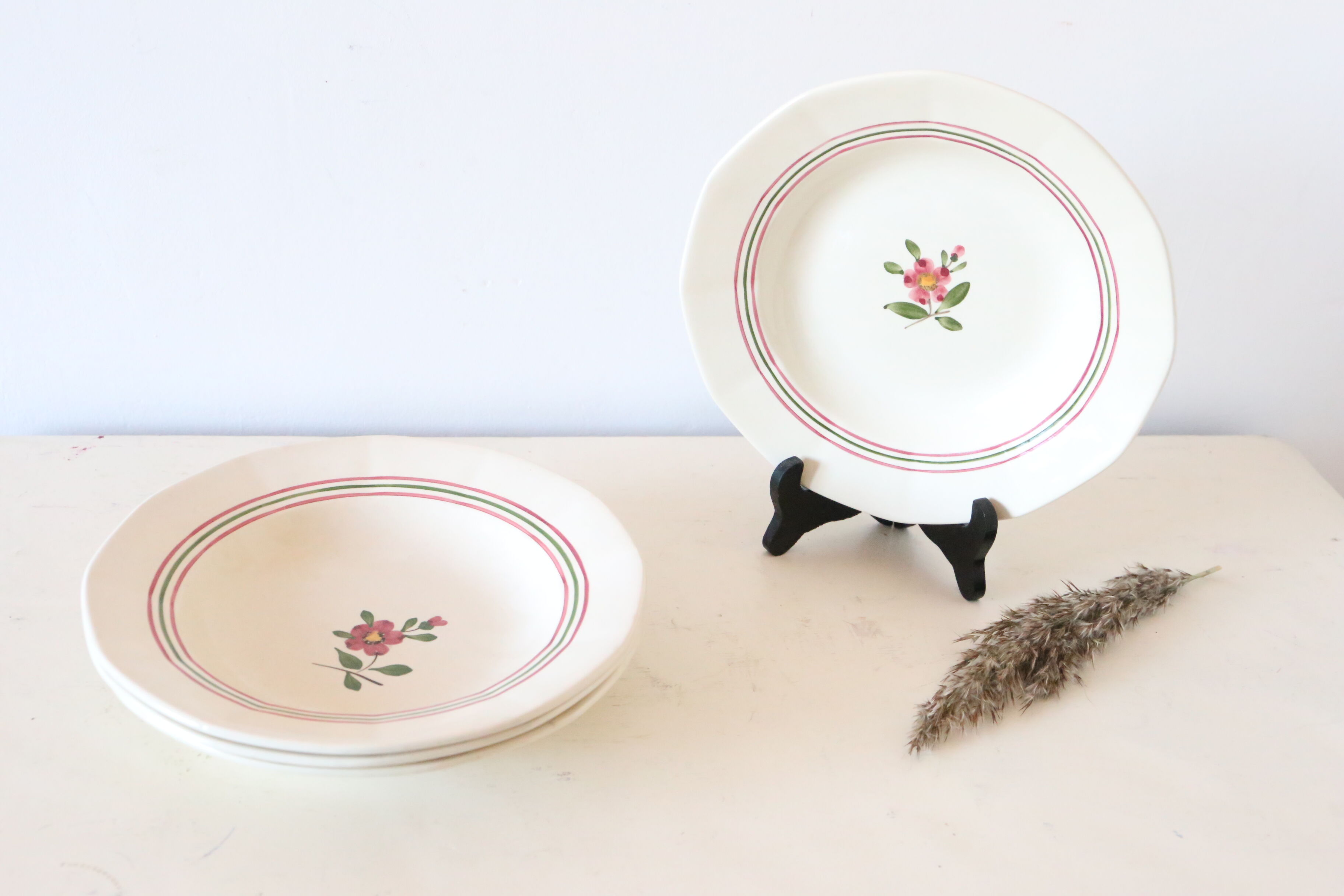 Set of 4 hollow plates Sarreguemines Armelle pattern, vintage