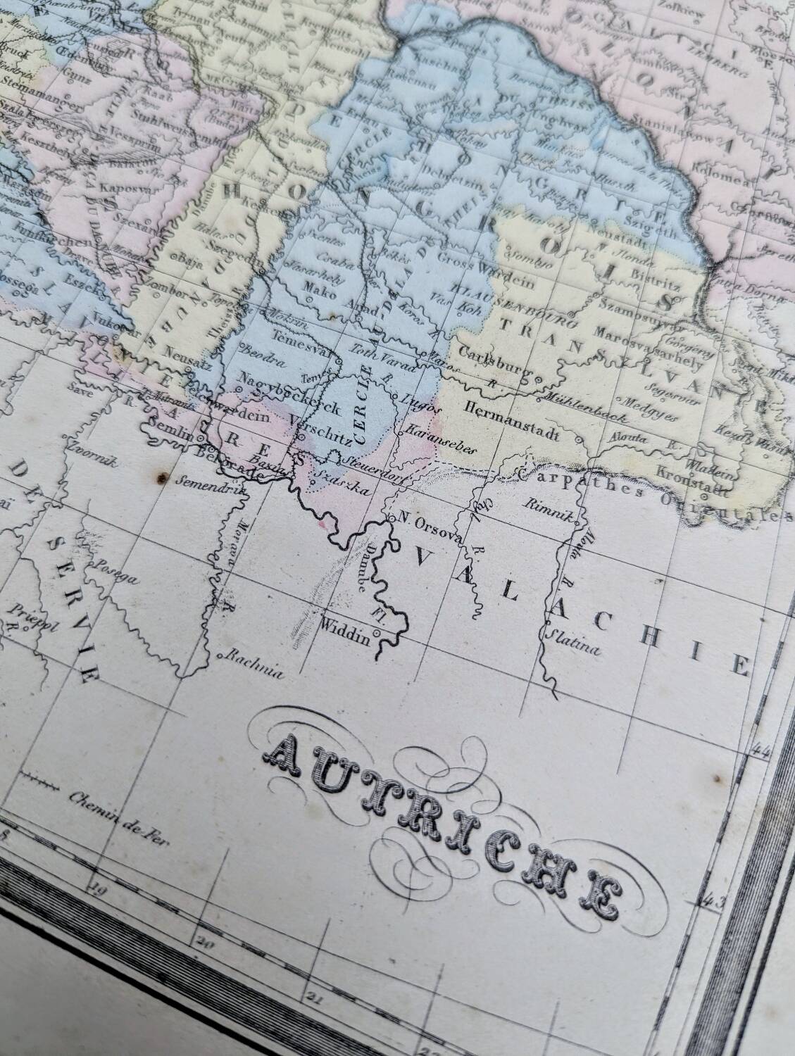 L'Autriche, carte ancienne, imprimée en 1852.