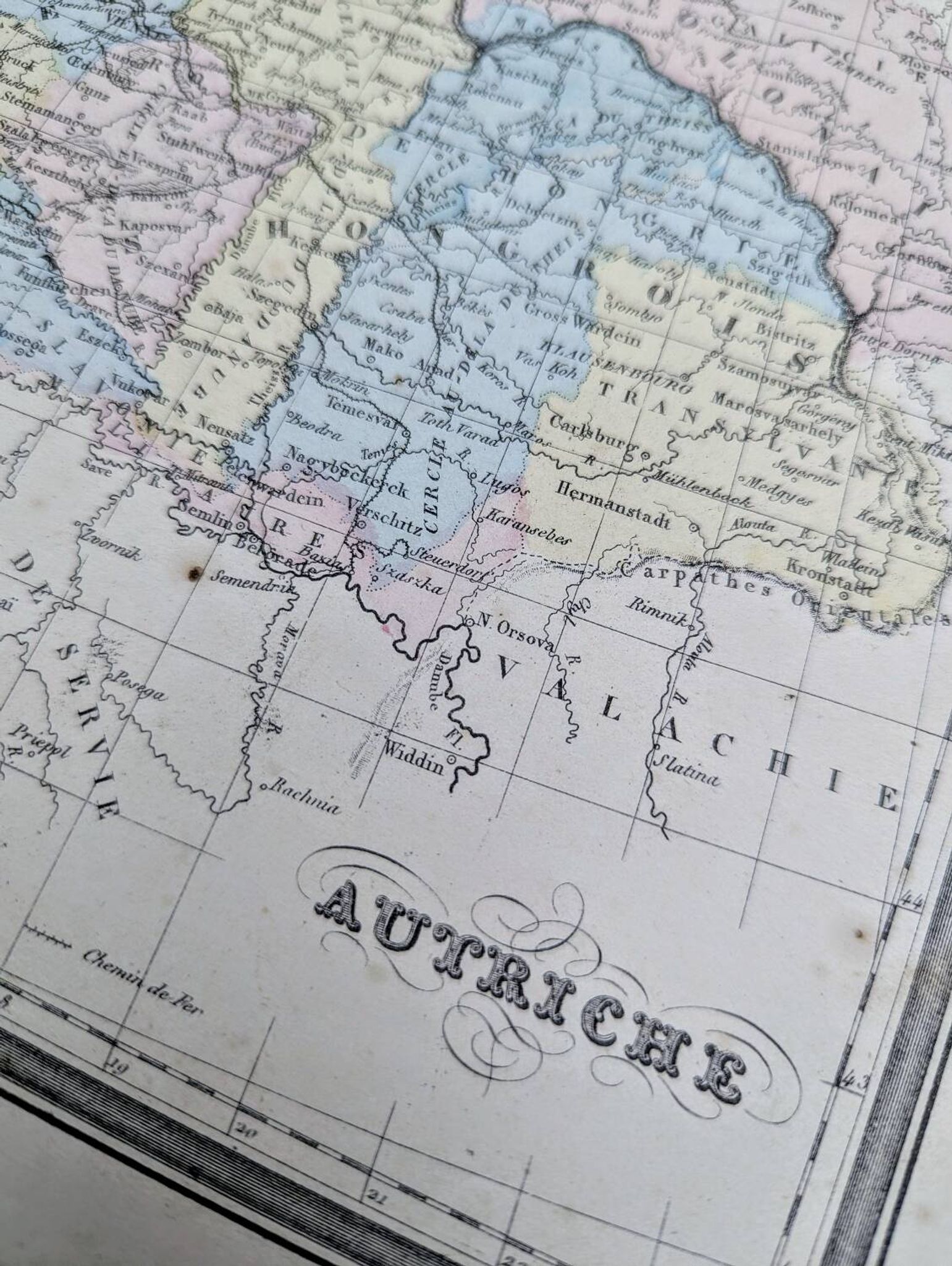 L'Autriche, carte ancienne, imprimée en 1852.