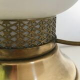 Elegant Vintage Brass and Encased Glass Lantern Table Lamp, Italy