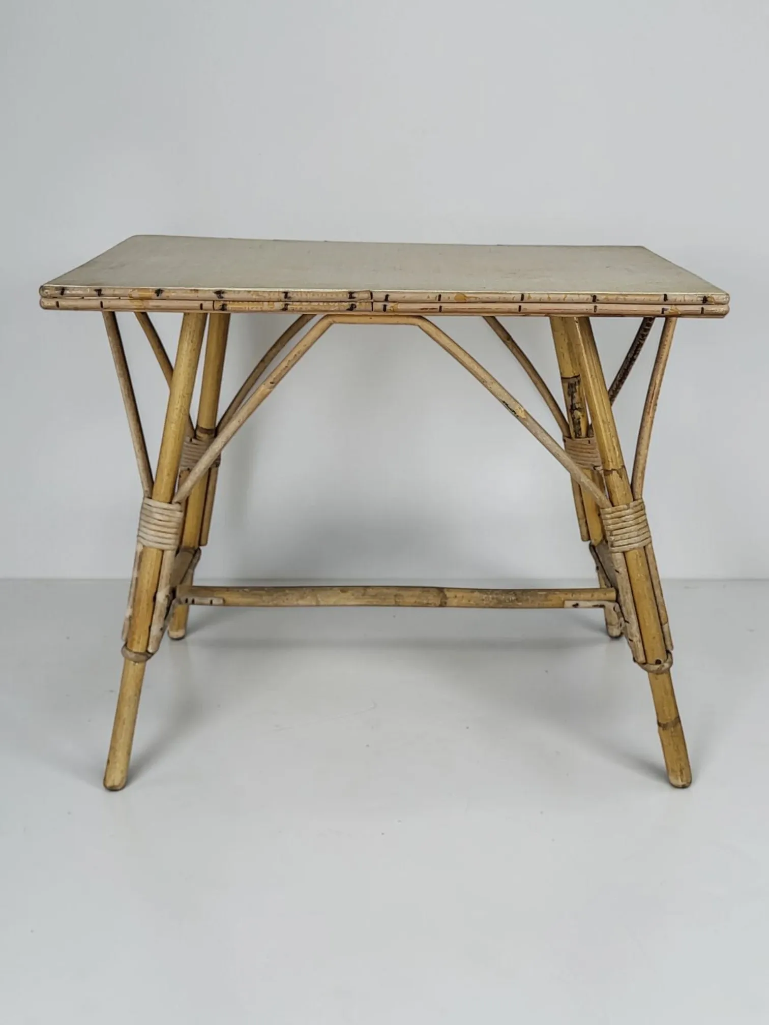 Side table / coffee table in rattan and bamboo, 1960s