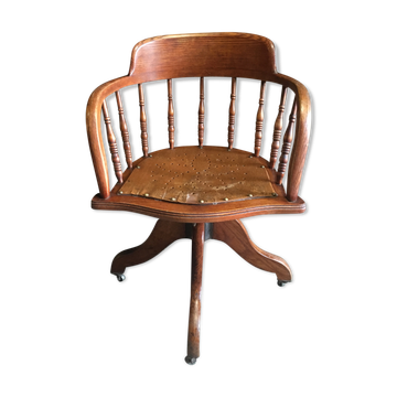 Chaise industrielle sur roues des années 30