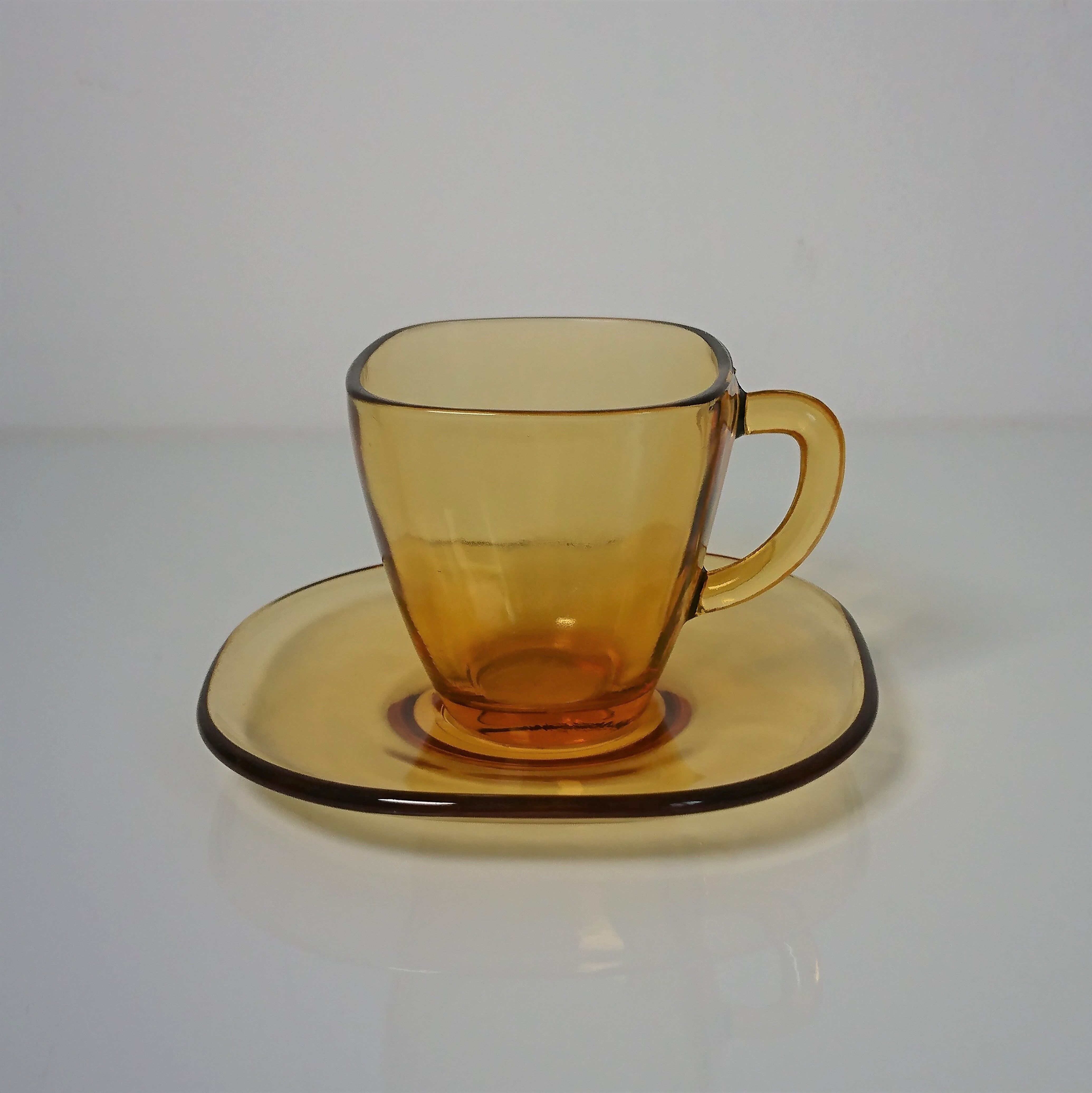 Coffee cup & amber glass undercup vereco - made in france