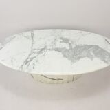Mid-century italian marble oval coffee table, 1980s