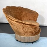 Set of two round velvet armchairs from 50s