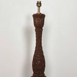 Carved wooden lamp base
