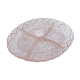 Aperitif servant in pink glass, embossed patterns, vintage