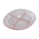 Serviteur apéritif en verre rose, motifs en relief, vintage
