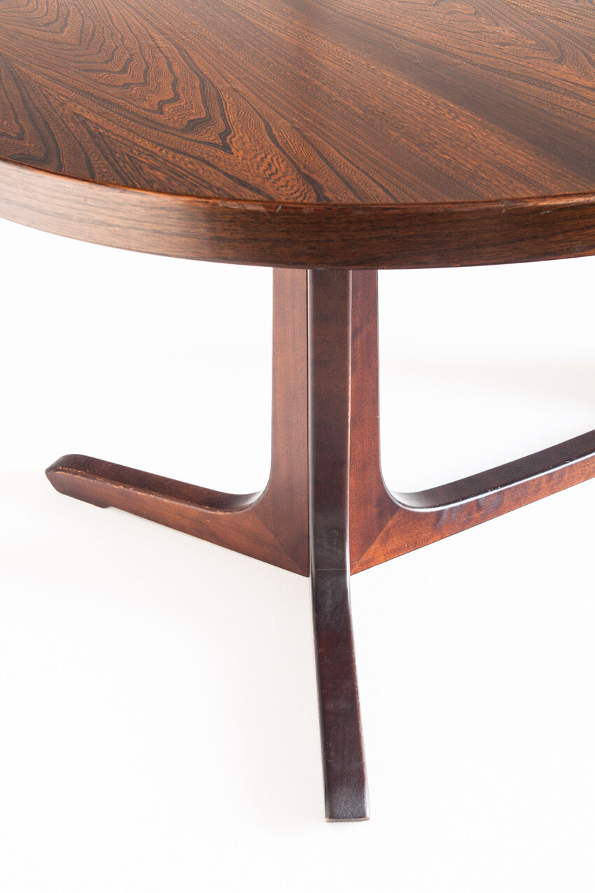 Vintage elm wood table with two extensions, France 1970