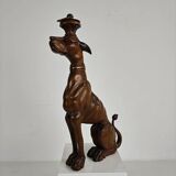 Hand-carved wooden greyhound statue - 20th century