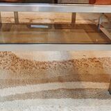 Brushed steel coffee table frame without glass - 1970s