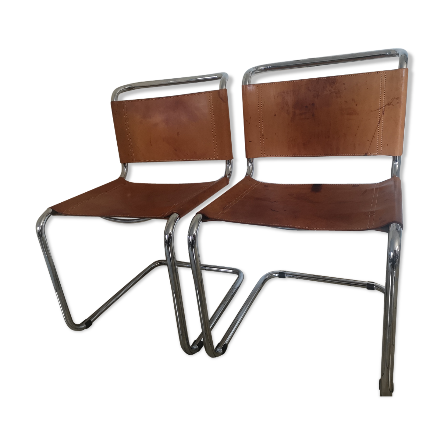 Chairs b33 leather patinated Marcel Breuer