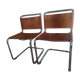 Paire de chaises b33 cuir patiné Marcel Breuer