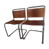Paire de chaises b33 cuir patiné Marcel Breuer