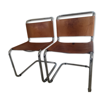 Chairs b33 leather patinated Marcel Breuer