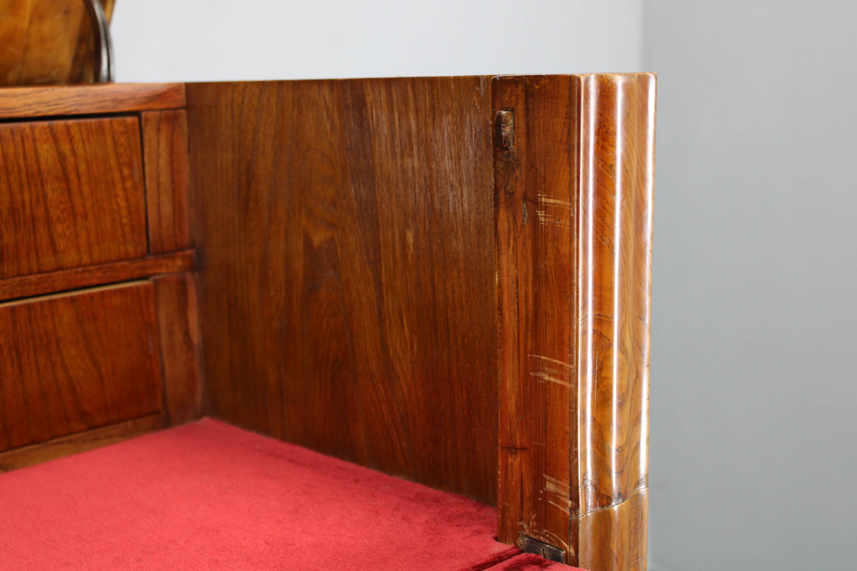 1930s Antique Cabinet with Writing Area in Walnut Finish ,Czechoslovakia