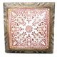 Dessous de plat contour bois faïence décoré motif rouge/bordeaux