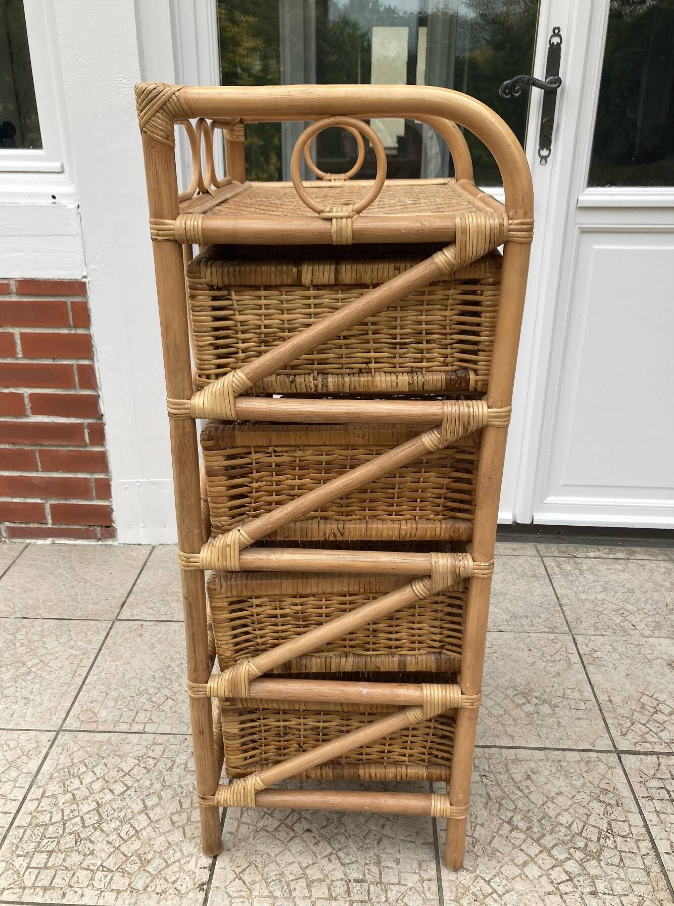 Vintage rattan chiffonier