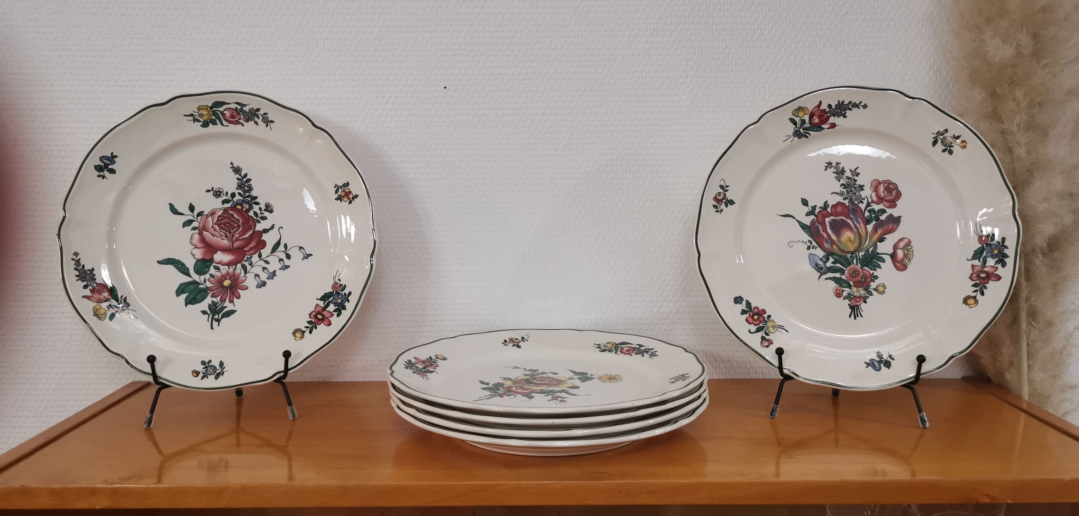 Set of 6 old flat ceramic plates VILLEROY and BOCH "Alt Strassburg"