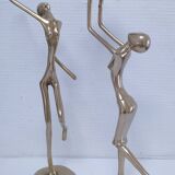 Gilt bronze and sculptural gilt bronze candle holder vintage design