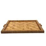 Hollywood regency bamboo and wicker tray, Italy 1970s
