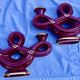 Double Candle Holder Vallauris Vintage Red Burgundy Ceramic Massier Style