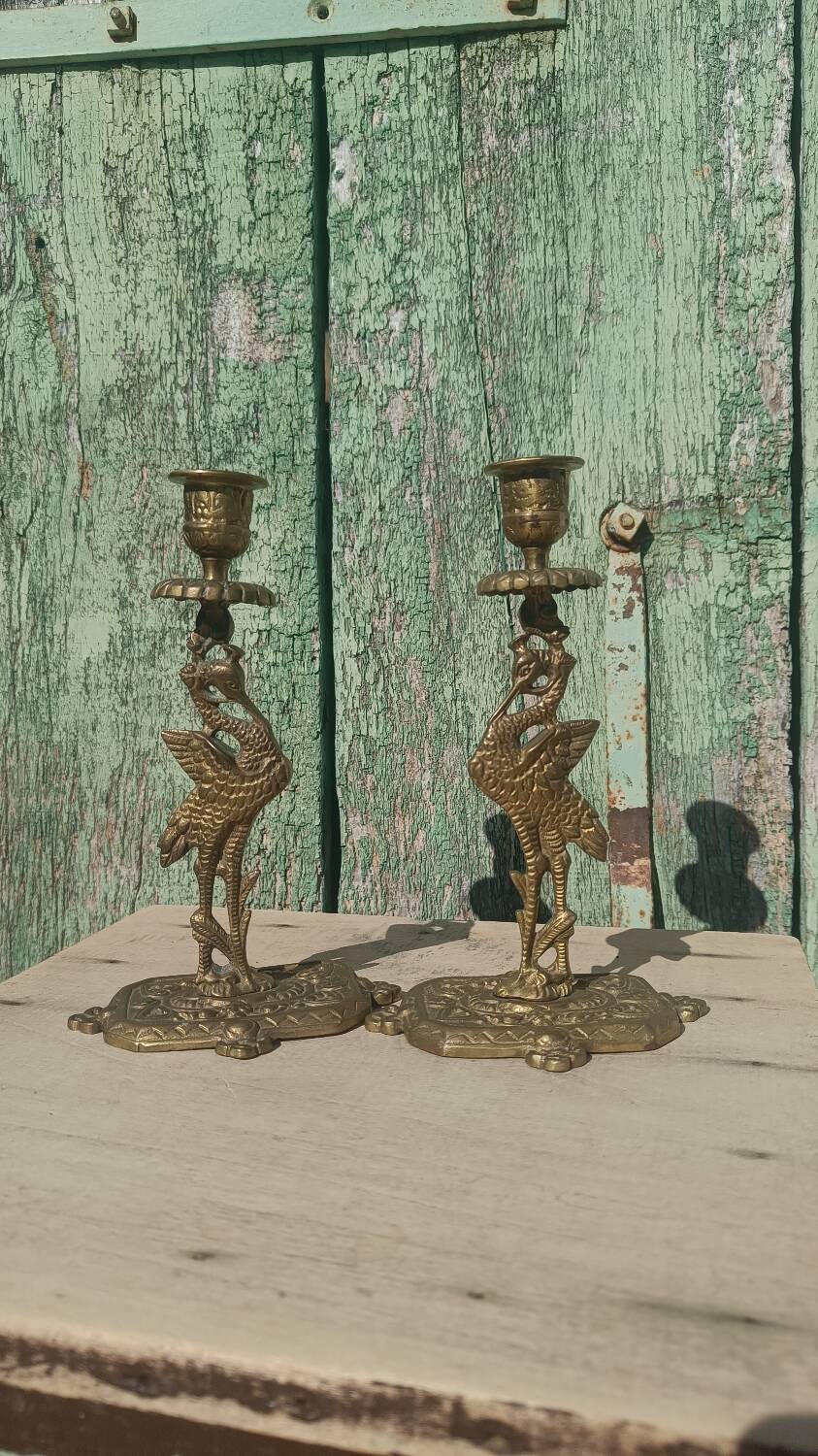 Antique bronze candlesticks