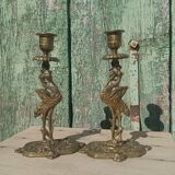 Antique bronze candlesticks