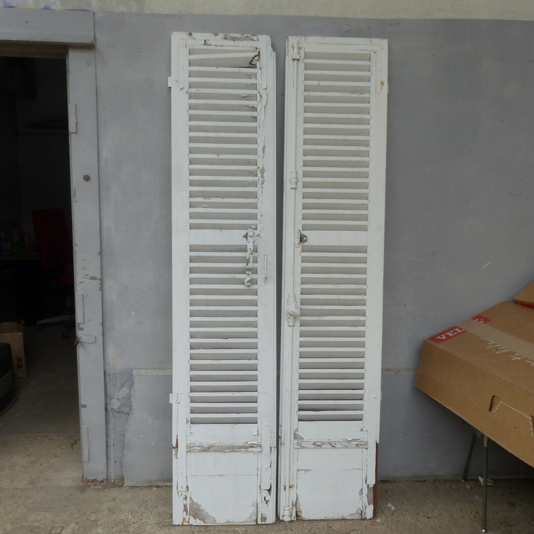 Old wooden shutters louvers 2 leafs