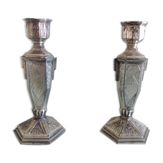 Pair of art deco style candle holders