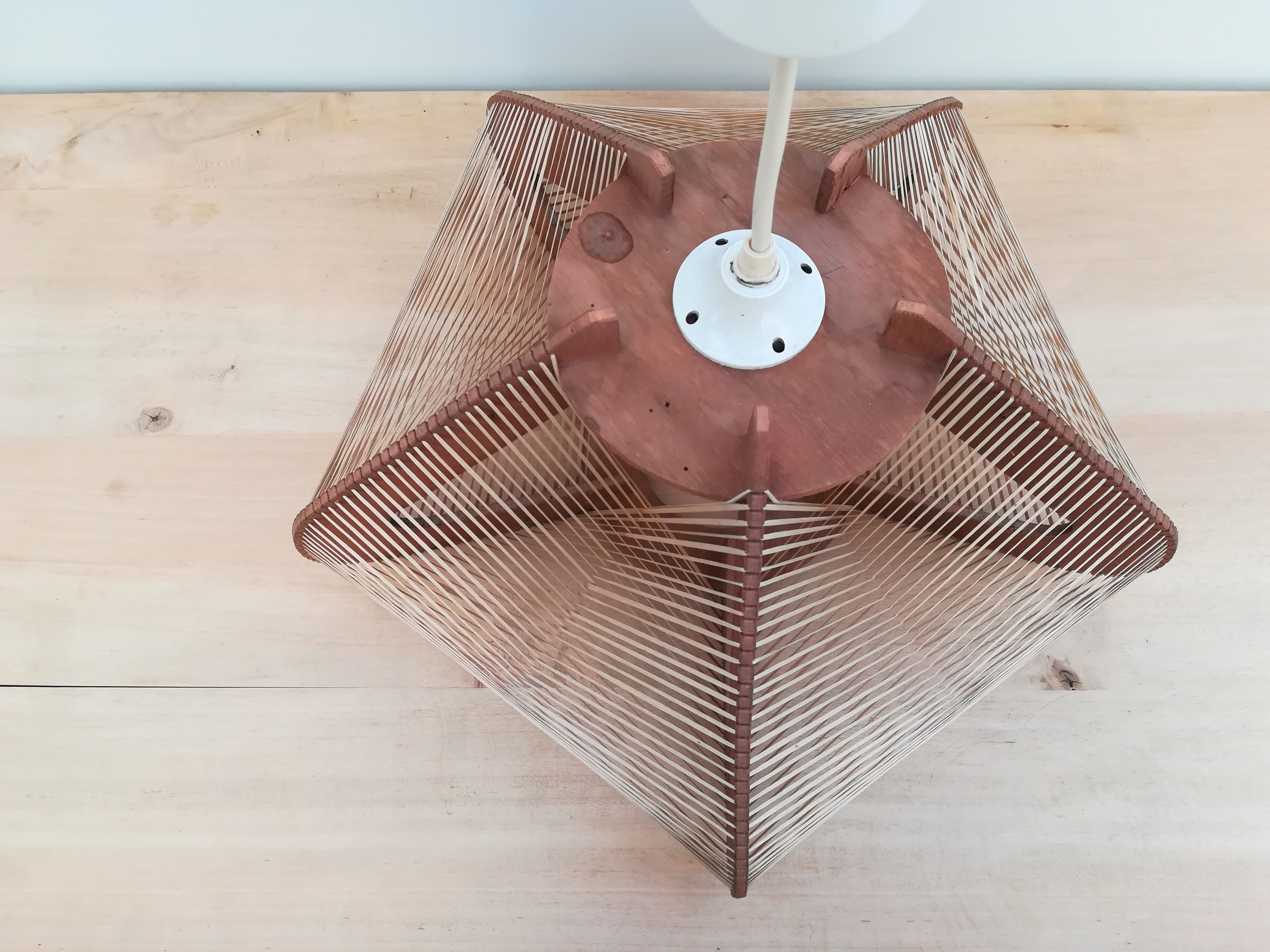 Scandinavian wood and wire suspension