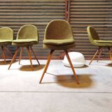 Suite of 4 chairs by Miroslav Navratil Wood resin and fabric Year 60