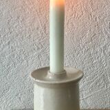 White enamelled sandstone candlestick