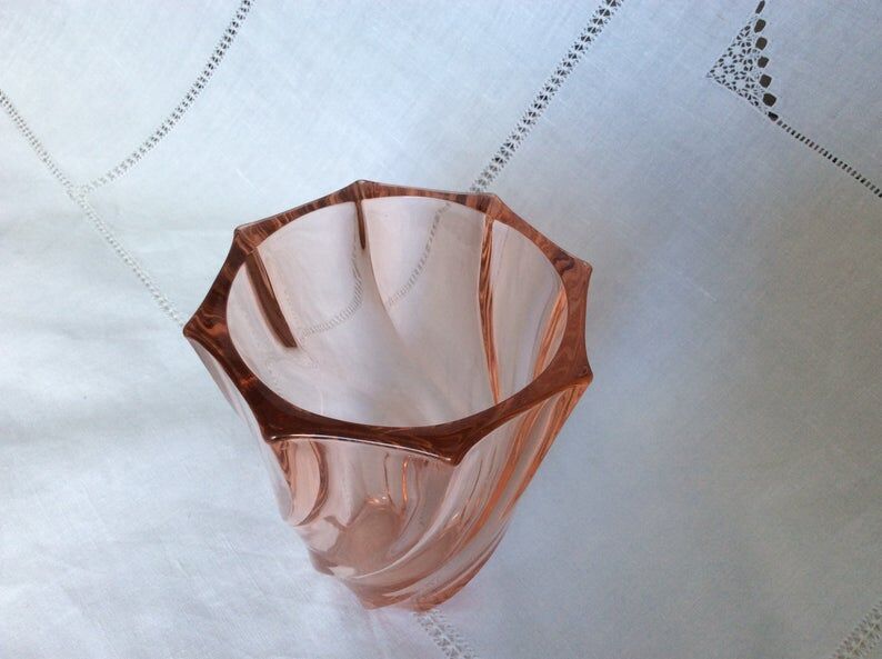 Vintage vase in pink glass art deco France