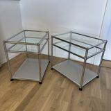 USM Haller Glass and Light Grey 1/2 Side Table