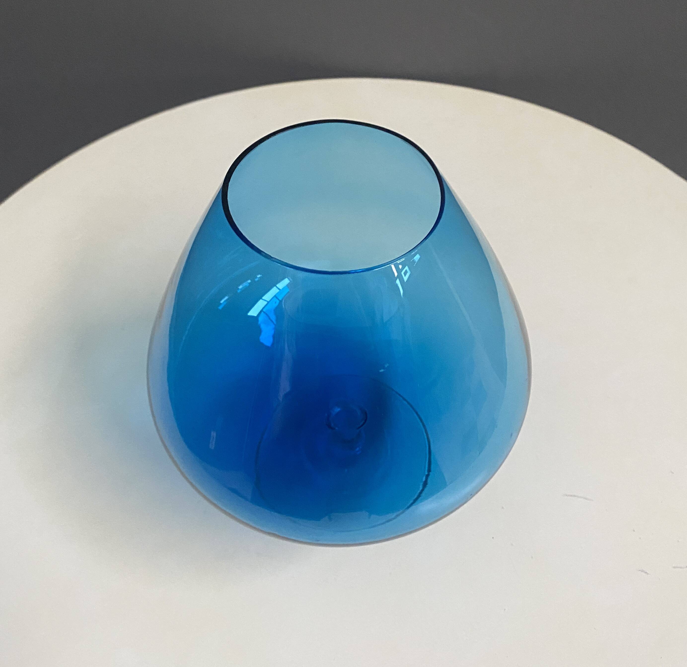 Empoli Blue large cognac glass shape vase 1960s