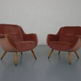 Mid-Century French Organic Mohair Lounge Chairs, 1950s, Set of 2