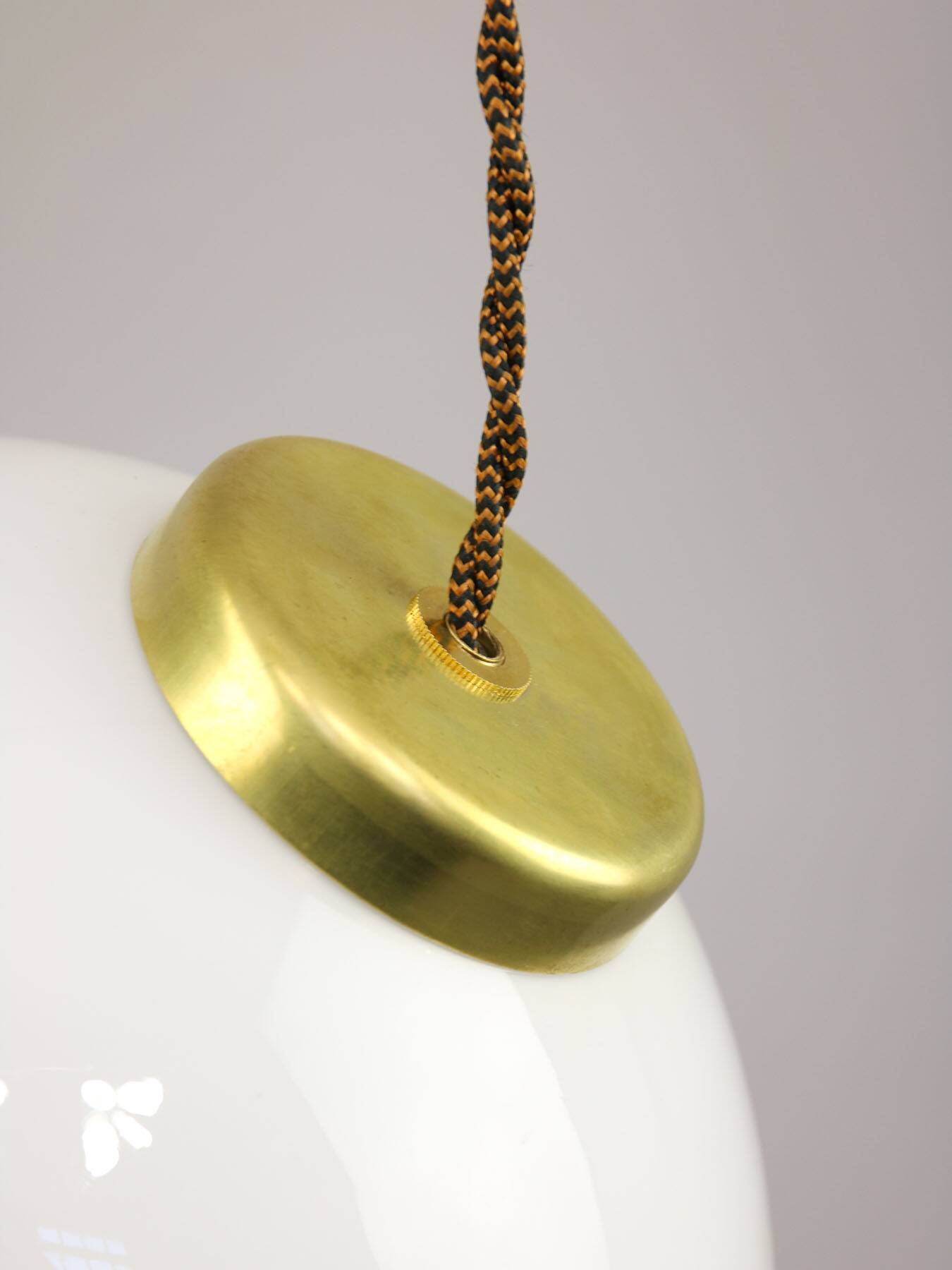 Mid-Century Italian Opaline and Brass Pendant Lamp