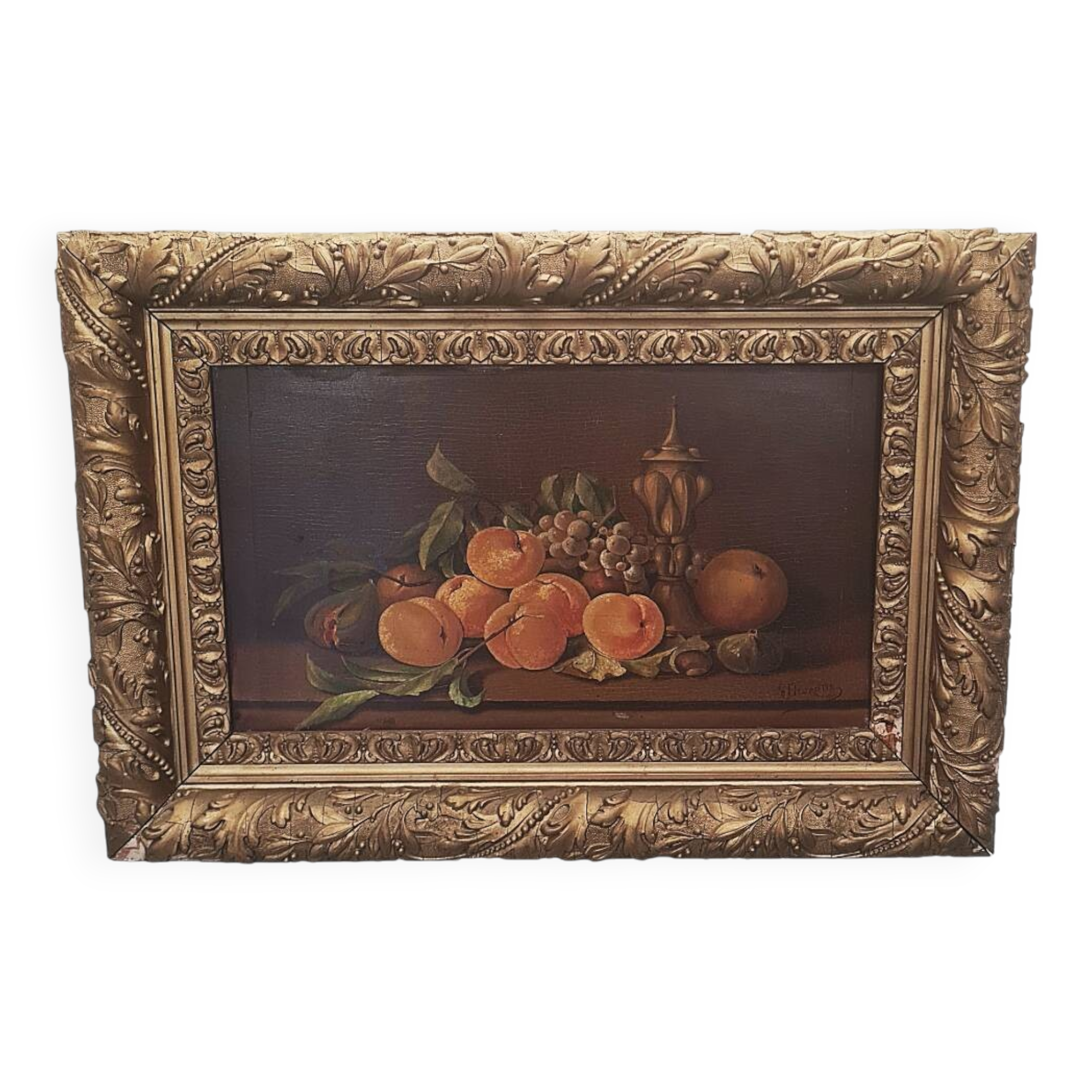 Belgium oil painting by G. Henrotte Fruit Still Life 1914