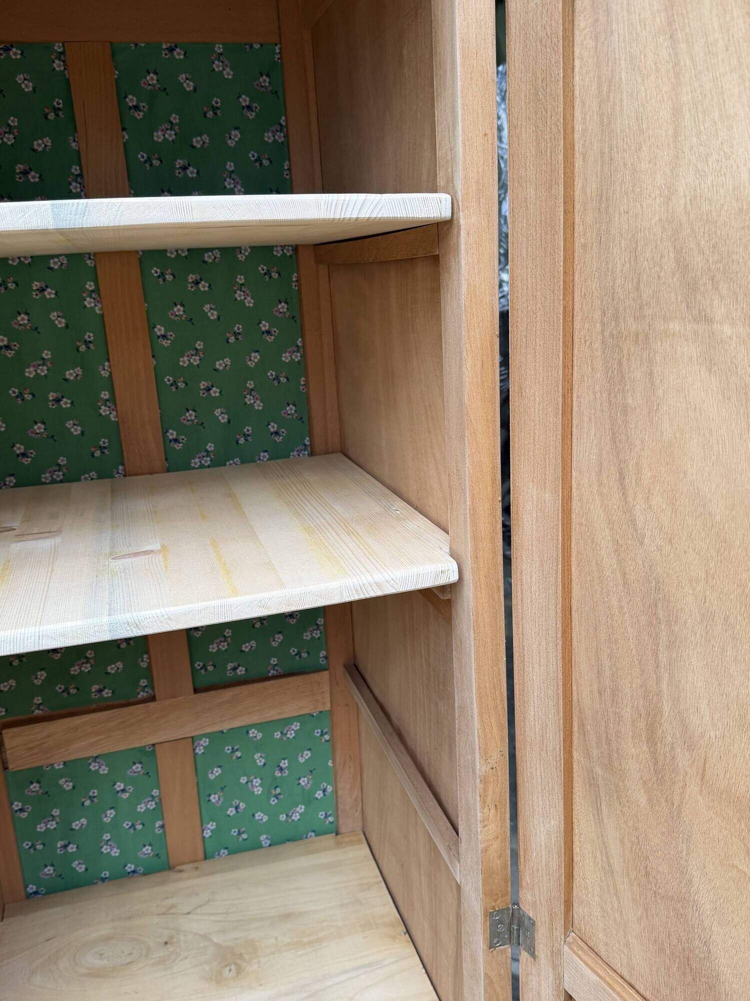 Parisian Art Deco wardrobe, renovated with raw wood.