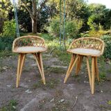 Paire de chevets en rotin 1970