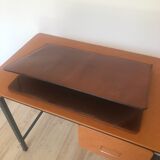 Double brown leather underhand signed Lancel