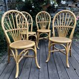 Set of 4 rattan chairs and cannage