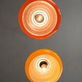 Mid-century italian glass & brass pendant lamps, set of 2