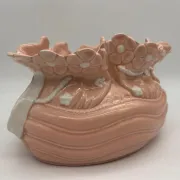Vintage ceramic cache-pot in pink and white.