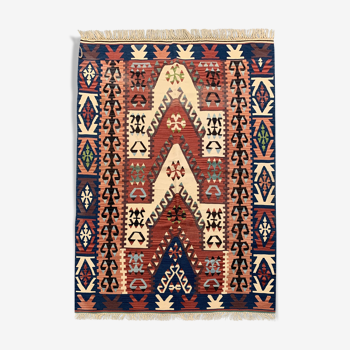 Wool antique kilim, tribal motif wool area rug- 212x290cm