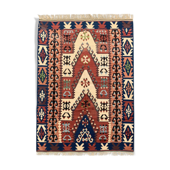 Wool antique kilim, tribal motif wool area rug- 212x290cm