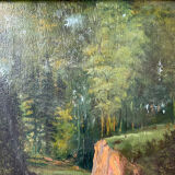 Tableau  XIXème paysage huile sur bois