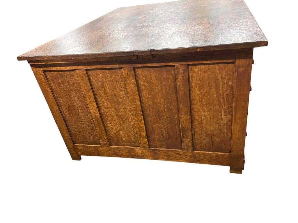 Bureau vintage XL profond en bois / bureau double face