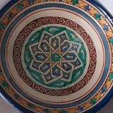 Polychrome ceramic Mokhfia cut dish Tortoise Tronja Morocco 20th century.